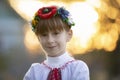 Beautiful little Slavic girl in national clothes