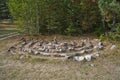 Little slavic historic pagan stone circle in a forest in Poland