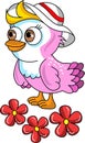 Beautiful little vector bird and flowers Royalty Free Stock Photo