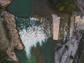 Beautiful Little Waterfall on the Drome River formed from great stones in a mountainous region. A waterfall during the sunset. Royalty Free Stock Photo