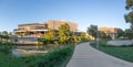 beautiful living area in Housten at the Bayou walk at the river with view to modern university building, Houston, Texas Royalty Free Stock Photo