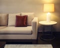 Beautiful living room with baige sofa Royalty Free Stock Photo