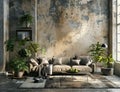 beautiful living room with neutrals, furniture, and plants