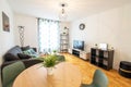 Beautiful living room with a round wooden table