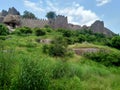 Beautiful location from Golconda fort with greenery and background of white clouds