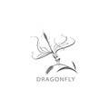 Beautiful Logo dragonfly vector