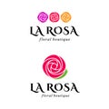 Beautiful logos with rose for flower shop or beauty salon. La Rosa