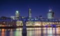 Beautiful London city night skyline landscape with glowing city