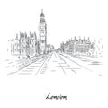 Beautiful london city sketch with pencil on paper