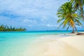 Beautiful lonely beach in caribbean San Blas island, Kuna Yala, Panama. Turquoise tropical Sea, paradise travel destination, Royalty Free Stock Photo