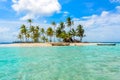 Beautiful lonely beach in caribbean San Blas island, Kuna Yala, Panama. Turquoise tropical Sea, paradise travel destination, Royalty Free Stock Photo