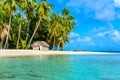 Beautiful lonely beach in caribbean San Blas island, Kuna Yala, Panama. Turquoise tropical Sea, paradise travel destination, Royalty Free Stock Photo