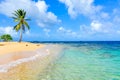 Beautiful lonely beach in caribbean San Blas island, Kuna Yala, Panama. Turquoise tropical Sea, paradise travel destination, Royalty Free Stock Photo