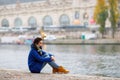 Beautiful lonely brunette girl in France