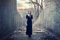 Beautiful lonely girl in long dress Royalty Free Stock Photo