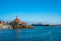 Beautiful Long Beach district in LA near the shore with a beautiful lighthouse. Royalty Free Stock Photo