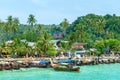 Beautiful Long beach with long tail boat, Phi Phi island, Thailand. Travel  Asia concept. Royalty Free Stock Photo