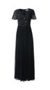 Long black party dress with paillettes on white background