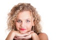 Beautiful long blond curly hair of young attractive woman Royalty Free Stock Photo