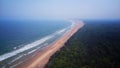 Beautiful long coast line with forestation arial drone view HD