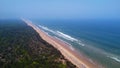 Beautiful long coast line with forestation arial drone view HD