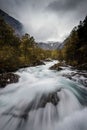 Beautiful long exposure of the River Isterdalen, located in Norway Royalty Free Stock Photo
