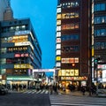 Beautiful long exposure shot of Tokyo cityscape at the Kabukicho street in Shinjuku district, Tokyo Japan. Royalty Free Stock Photo
