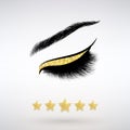 Beautiful Long Eyelashes and Five Gold Stars