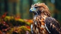 Beautiful The long-legged buzzard Buteo rufinus on a branch