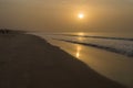 Beautiful long sandy beach in The Gambia Royalty Free Stock Photo