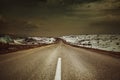 Beautiful long straight road, way towards sunset Royalty Free Stock Photo