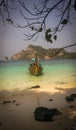 Beautiful Long tail boat in sunset in Railay Beach, Thailand Royalty Free Stock Photo