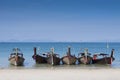 Beautiful long tails boats on blue andaman sea background near Krabi in Thailand
