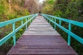 Beautiful of the longest suspension bridge in North eastern Region at Tana Rapids National Park,Ubonratchatani, Thailand