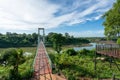Beautiful of the longest suspension bridge in North eastern Region at Tana Rapids National Park,Ubonratchatani, Thailand
