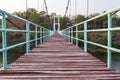 Beautiful of the longest suspension bridge in North eastern Region at Tana Rapids National Park,Ubonratchatani, Thailand