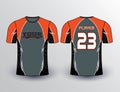 Orange grey black spiky design team jersey mockup