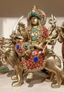 Beautiful Lord Durga ji Brass statue with Beautiful stone work .
