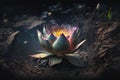 Beautiful lotus flower born in the dark mud.