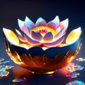 Beautiful lotus flower in a bowl. 3D rendering. generative AI