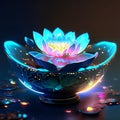 Beautiful lotus flower in a bowl. 3D rendering. Generative AI