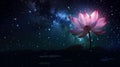 Beautiful lotus flower in cosmic space. generative ai. Royalty Free Stock Photo