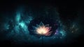 Beautiful lotus flower in cosmic space. generative ai. Royalty Free Stock Photo