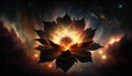 Beautiful lotus flower in cosmic space. generative ai. Royalty Free Stock Photo