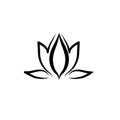 Beautiful lotus flower logo icon black vector