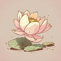 Beautiful lotus flower. Vector illustration of a water lily. Royalty Free Stock Photo