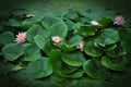 Beautiful lotus pond in summer in China .Lotus flower