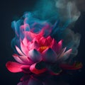 Beautiful Lotus with smoke generative ai