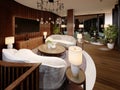 Beautiful lounge area of the hotel in a modern style, with luxurious furniture