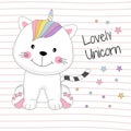 Beautiful lovely baby cat unicorn dreams of love. Royalty Free Stock Photo
